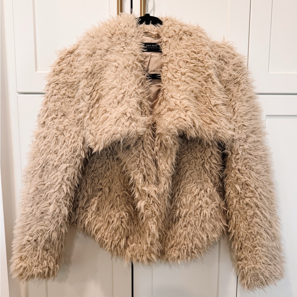 Zara: Cream Shag Teddy Jacket
